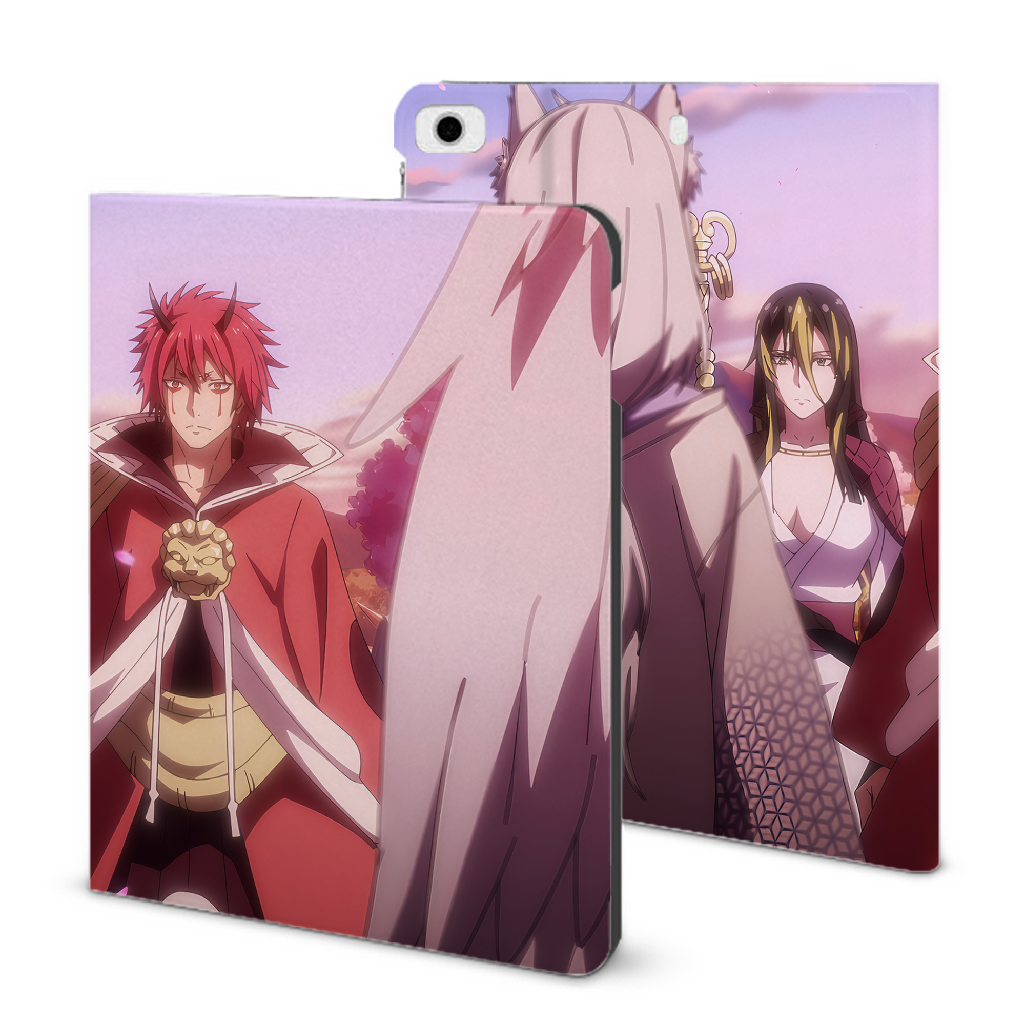 （画像用） 転スラ Regarding Reincarnated to Slime IPad ケース ブック型 PUレザー TPU 耐衝撃 軽量 薄型 ペン収納なし 全面保護 IPad 各モデル対応